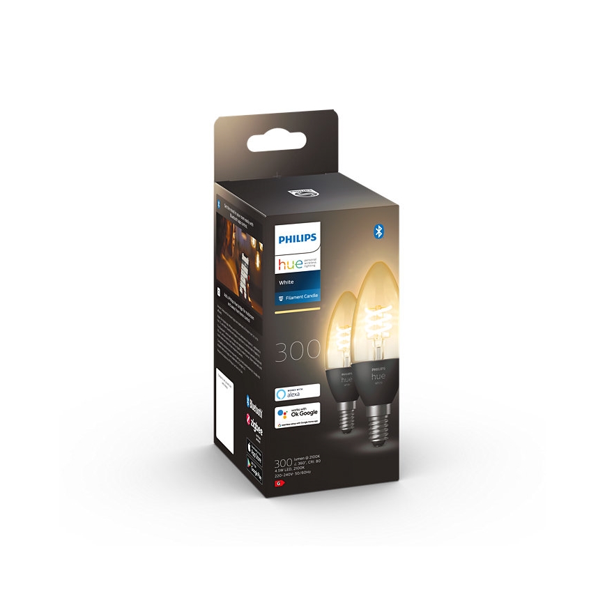 SETTI 2x LED Himmennettävä polttimo Philips Hue WHITE FILAMENT E14/4,5W/230V 2100K