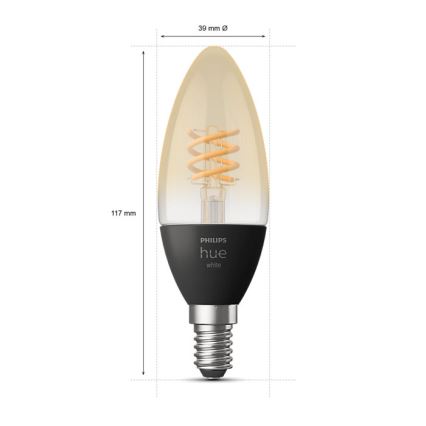 SETTI 2x LED Himmennettävä polttimo Philips Hue WHITE FILAMENT E14/4,5W/230V 2100K