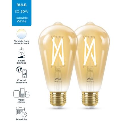 SETTI 2x LED Himmennettävä polttimo VINTAGE FILAMENT ST64 E27/6,7W/230V 2000-5000K Wi-Fi - WiZ