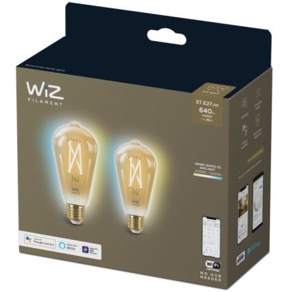 SETTI 2x LED Himmennettävä polttimo VINTAGE FILAMENT ST64 E27/6,7W/230V 2000-5000K Wi-Fi - WiZ