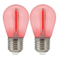 SETTI 2x LED-lamppu PARTY E27/0,3W/36V punainen