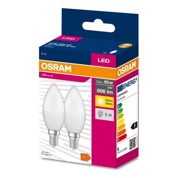 SETTI 2x LED-polttimo B38 E14/7,5W/230V 3000K - Osram