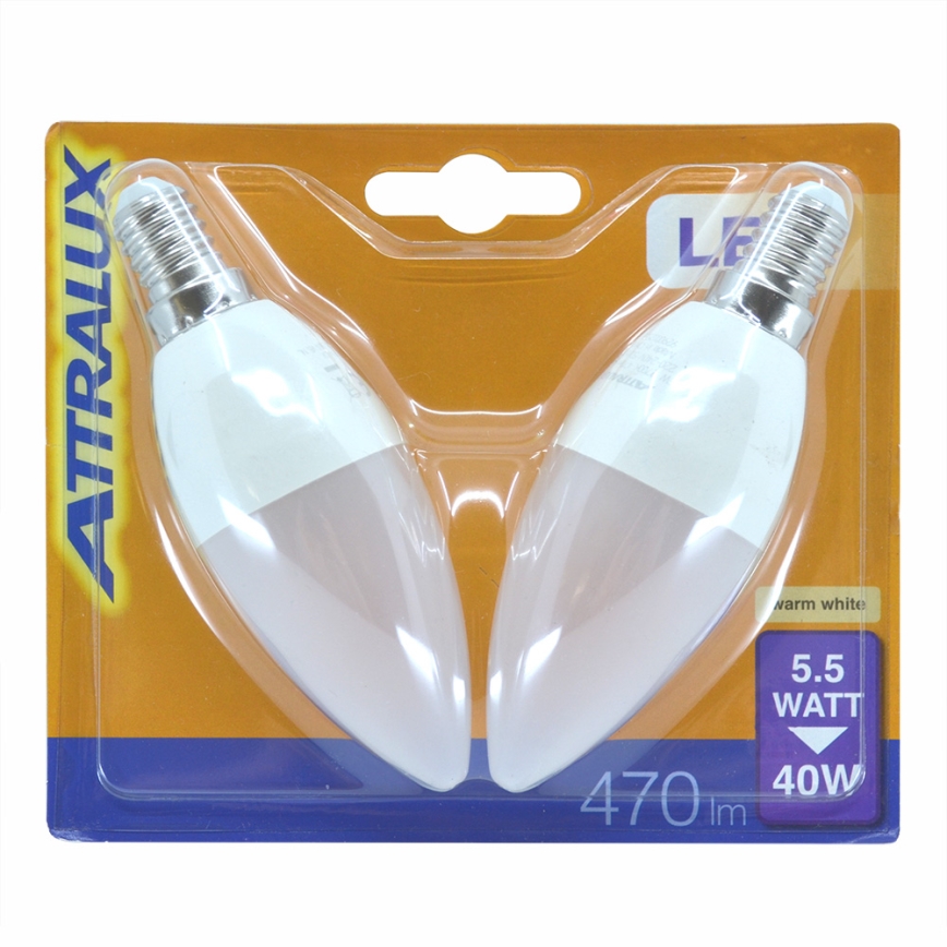 SETTI 2x LED-polttimo E14/5,5W/230V 2700K - Attralux