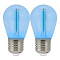SETTI 2x LED-polttimo PARTY E27/0,3W/36V sininen