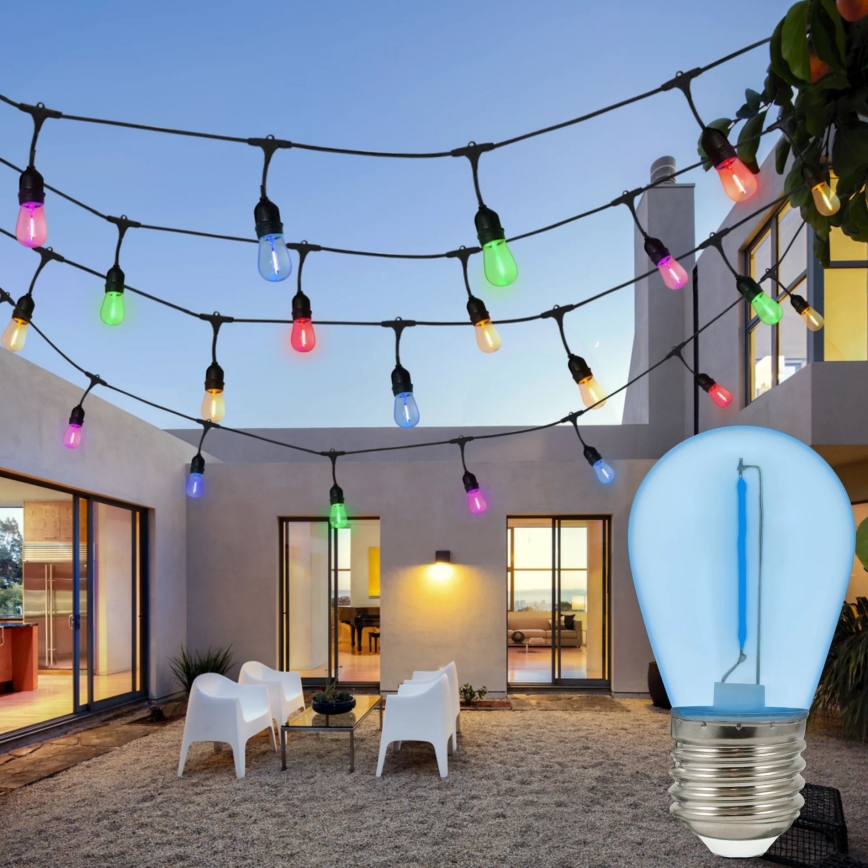SETTI 2x LED-polttimo PARTY E27/0,3W/36V sininen