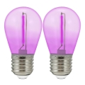 SETTI 2x LED Polttimo PARTY E27/0,3W/36V violetti