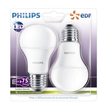 SETTI 2x LED-polttimo Philips A60 E27/11W/230V 2700K