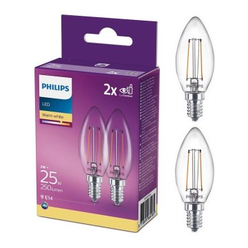 SETTI 2x LED-polttimo Philips B35 E14/2W/230V 2700K