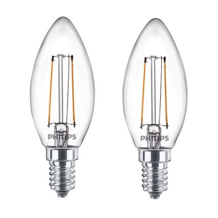 SETTI 2x LED-polttimo Philips B35 E14/2W/230V 2700K