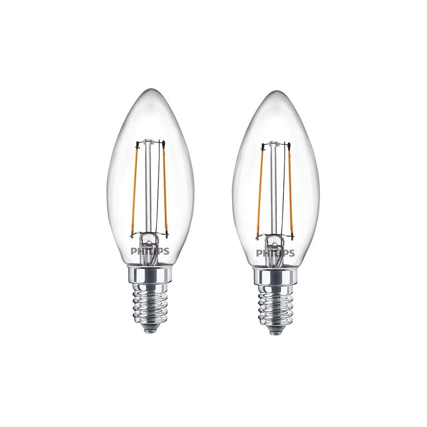 SETTI 2x LED-polttimo Philips B35 E14/2W/230V 2700K