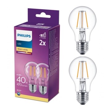 SETTI 2x LED Polttimo VINTAGE Philips A60 E27/4,3W/230V 2700K