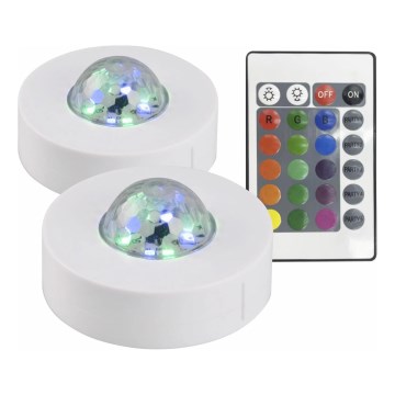 SETTI 2x LED RGB Himmennettävä koristeellinen valo FESTA 3xAAA/4,5V + kauko-ohjaus