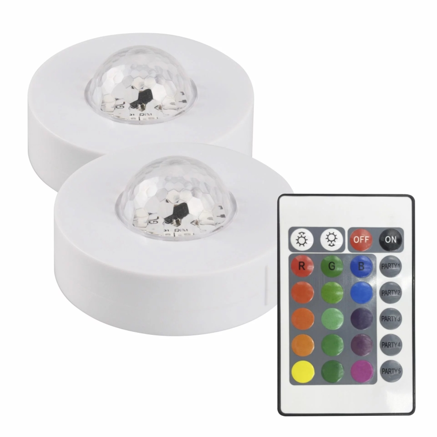 SETTI 2x LED RGB Himmennettävä koristeellinen valo FESTA 3xAAA/4,5V + kauko-ohjaus
