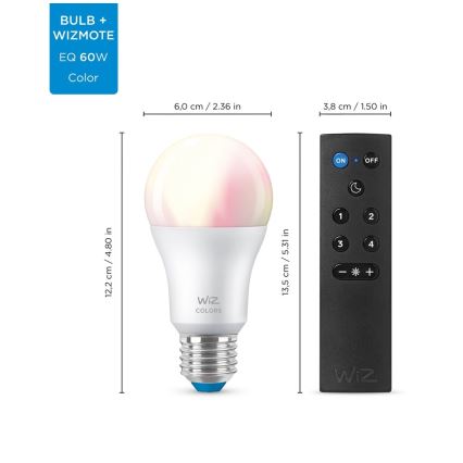 SETTI 2x LED RGBW Himmennettävä polttimo A60 E27/8,5W/230V 2200-6500K Wi-Fi + kauko-ohjaus - WiZ