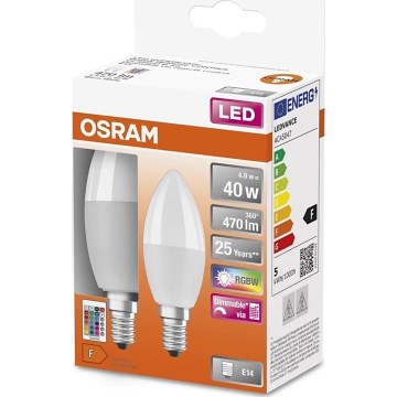 SETTI 2x LED RGBW Himmennettävä polttimo B38 E14/4,9W/230V 2700K + kauko-ohjaus - Osram