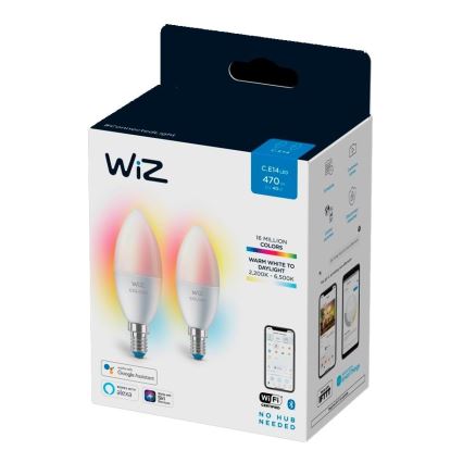 SETTI 2x LED RGBW Himmennettävä polttimo C37 E14/4,9W/230V 2200-6500K Wi-Fi - WiZ