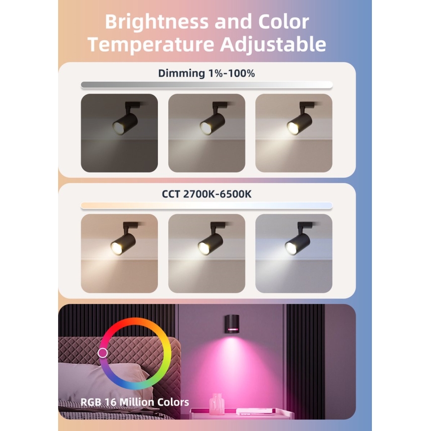 SETTI 2 kpl LED RGBW himmennettävät lamput MESH GU10/6,5W/230V 2700-6500K Wi-Fi - Aigostar