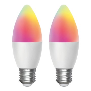 SETTI 2x LED RGBW Himmennettävä polttimo MESH Älykäs C37 E27/6,5W/230V 2700-6500K + kauko-ohjaus - Aigostar