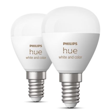 SETTI 2x LED RGBW Himmennettävä polttimo Philips Hue White And Color Ambiance P45 E14/5,1W/230V 2000-6500K