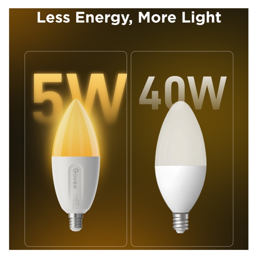SETTI 2x LED RGBWW Himmennettävä lamppu E14/5W/230V 2700-6500K Wi-Fi - Govee