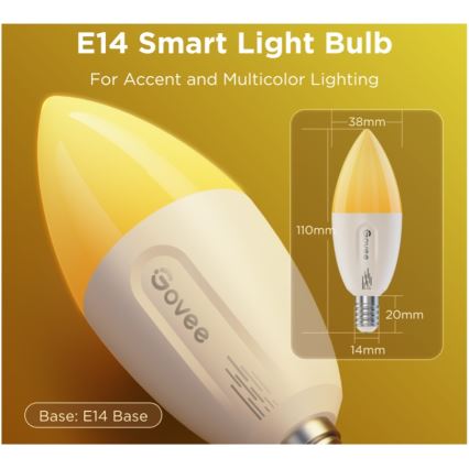 SETTI 2x LED RGBWW Himmennettävä lamppu E14/5W/230V 2700-6500K Wi-Fi - Govee