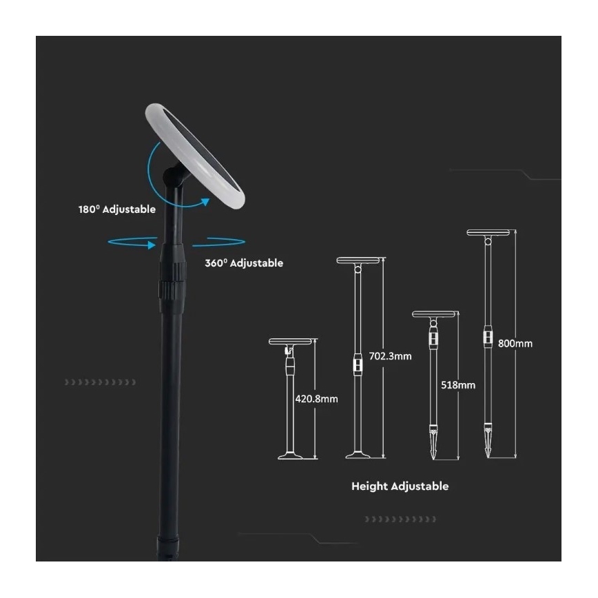 SETTI 2x LED Säädettävä aurinkokennolamppu GARDEN LED/3W/5V 42-80 cm 4000K IP65
