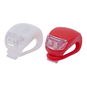 SETTI 2x Polkupyörän valo LED/1xCR2032 IP44 punainen/valkoinen