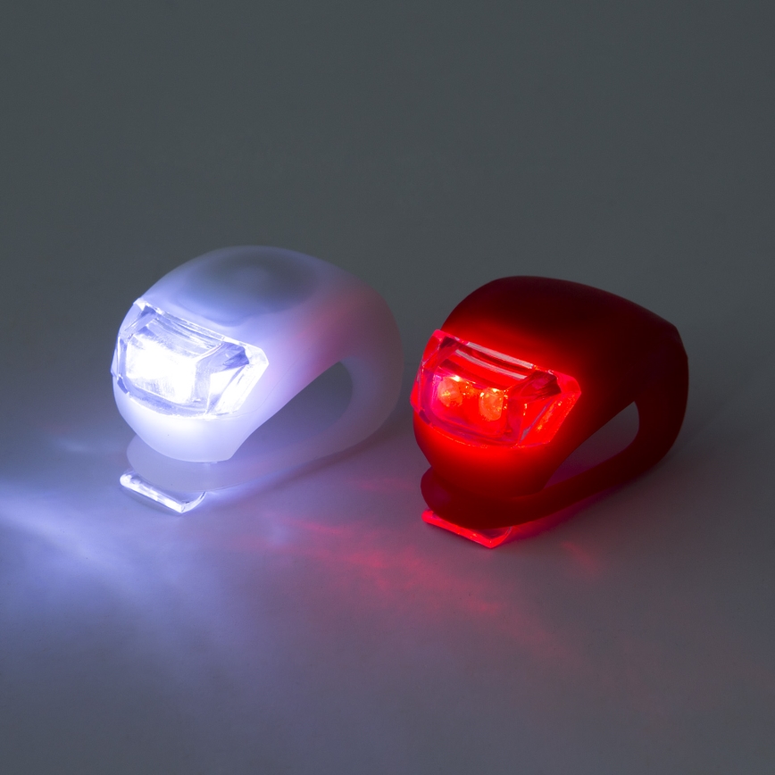SETTI 2x Polkupyörän valo LED/1xCR2032 IP44 punainen/valkoinen