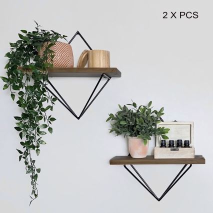 SETTI 2x Seinähylly kuusi ruskea