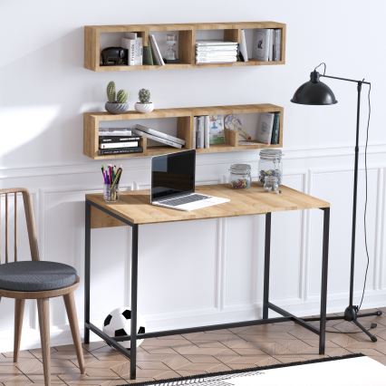 SETTI 2x Seinähylly PENNY 20x100 cm + työpöytä 74x100 cm ruskea/musta