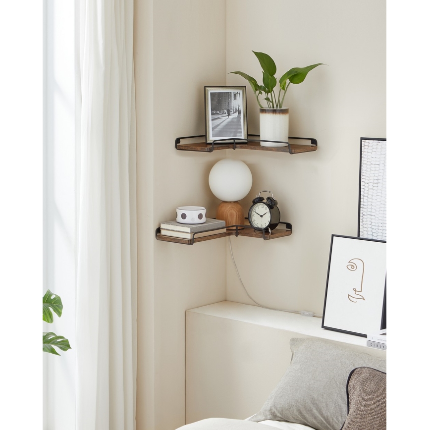 Setti 2x seinähyllyt SHELFY ruskea/musta