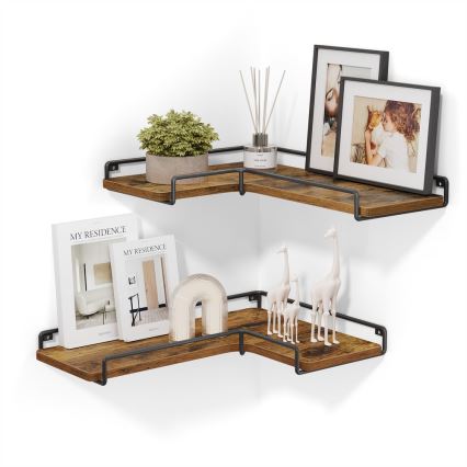 Setti 2x seinähyllyt SHELFY ruskea/musta