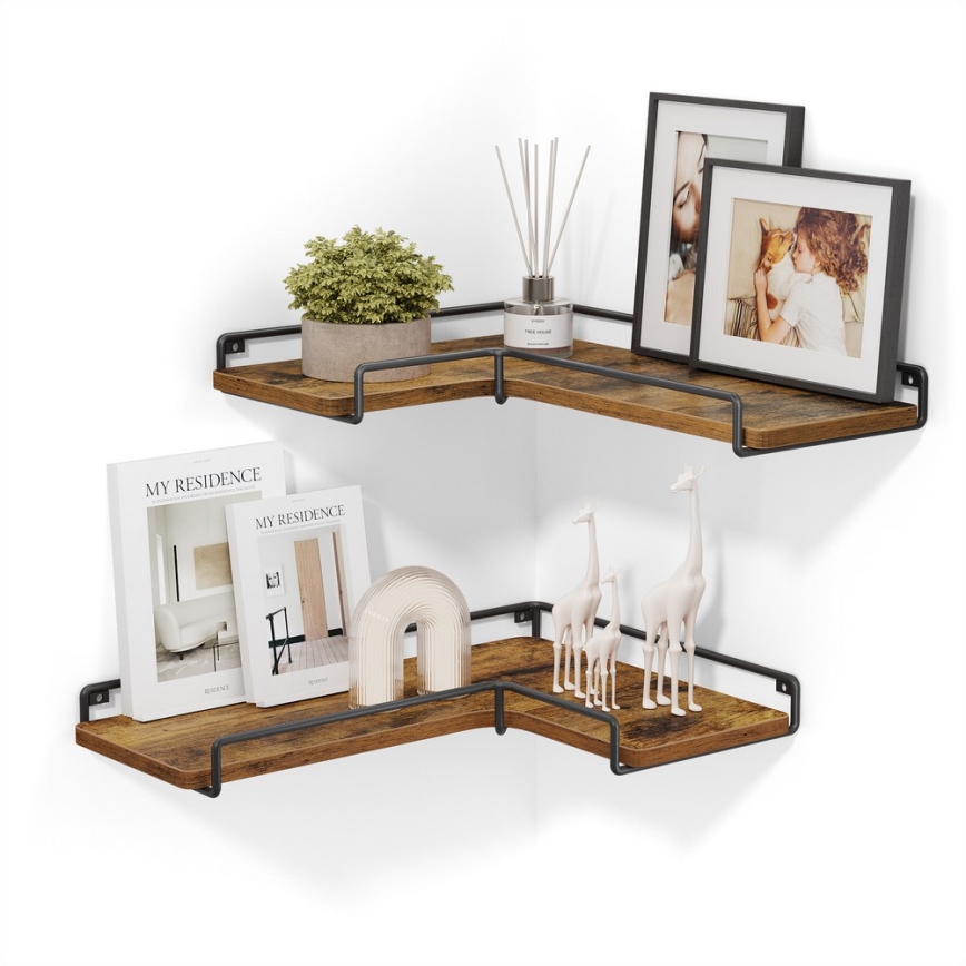 Setti 2x seinähyllyt SHELFY ruskea/musta