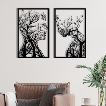 SETTI 2x Seinäkoriste 86x63 cm Elämän puu metalli
