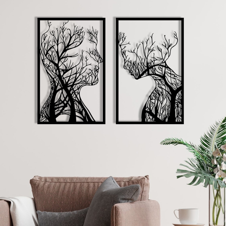 SETTI 2x Seinäkoriste 86x63 cm Elämän puu metalli