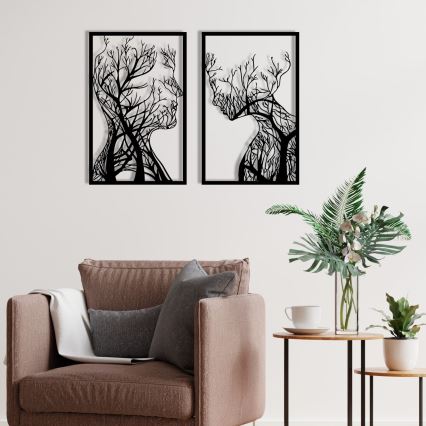 SETTI 2x Seinäkoriste 86x63 cm Elämän puu metalli