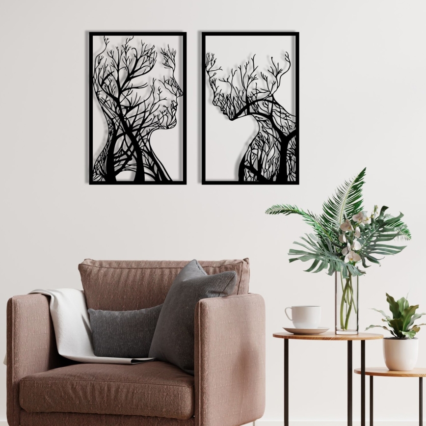 SETTI 2x Seinäkoriste 86x63 cm Elämän puu metalli