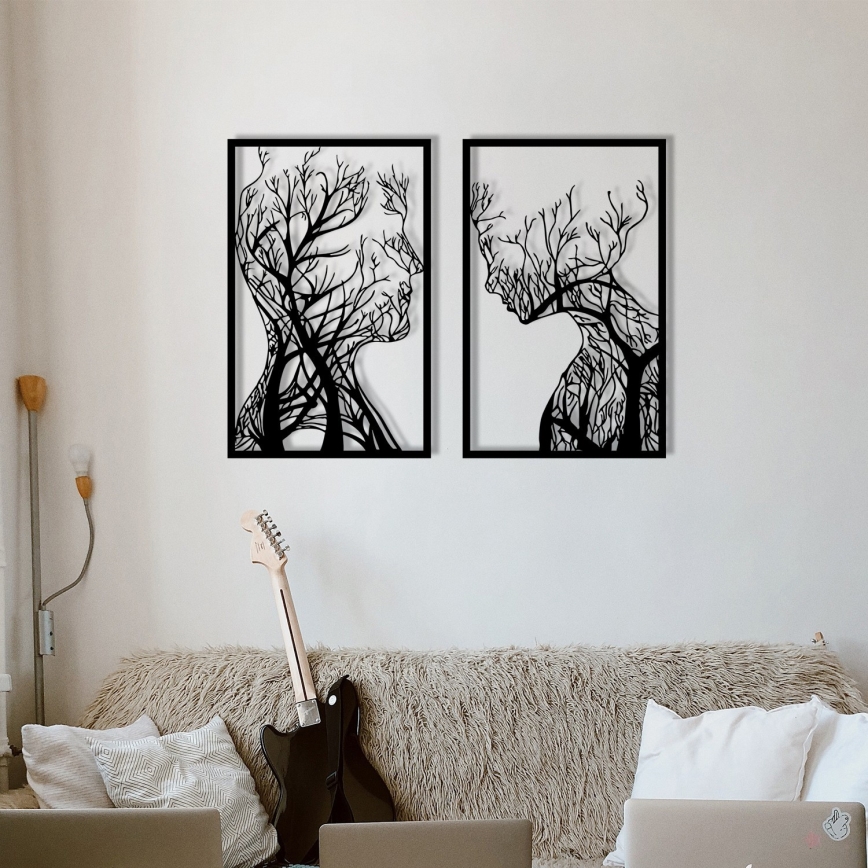 SETTI 2x Seinäkoriste 86x63 cm Elämän puu metalli