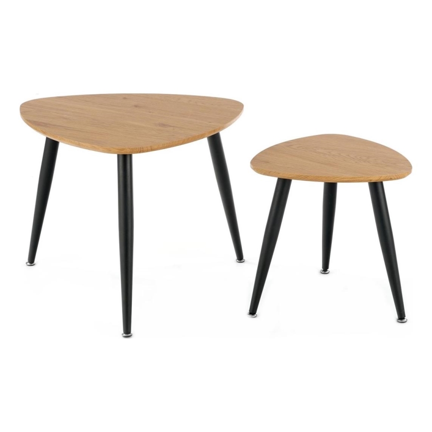 SETTI 2x Sivupöytä NICEA halkaisija 40/60 cm kultainen tammi/musta