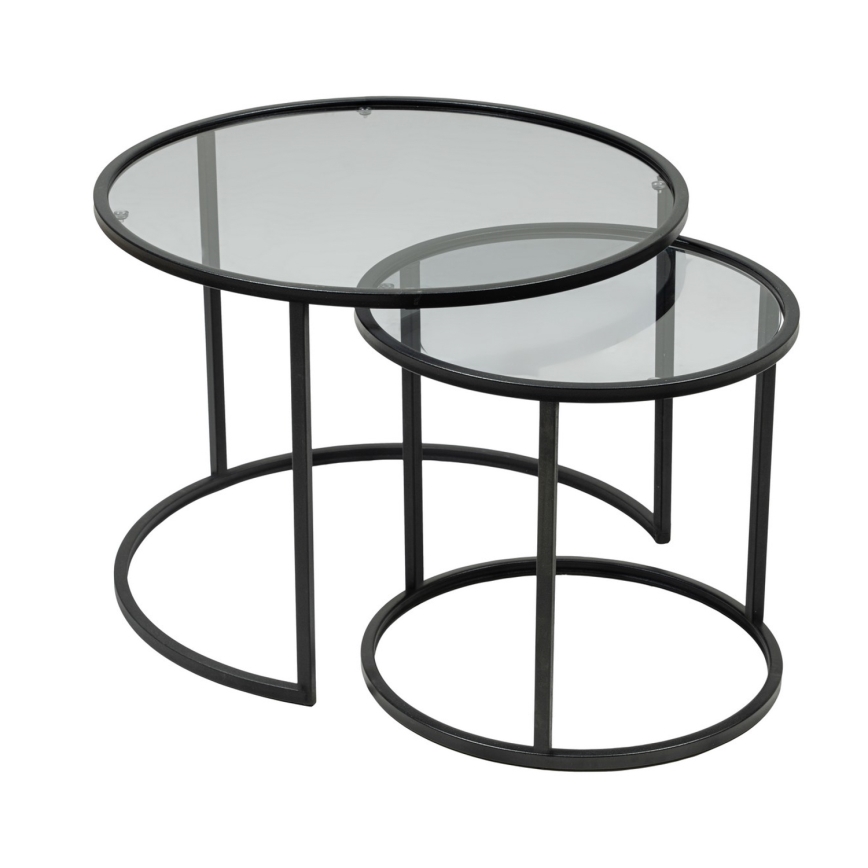 SETTI 2x Sohvapöytä TOKYO halkaisija 42/60 cm musta