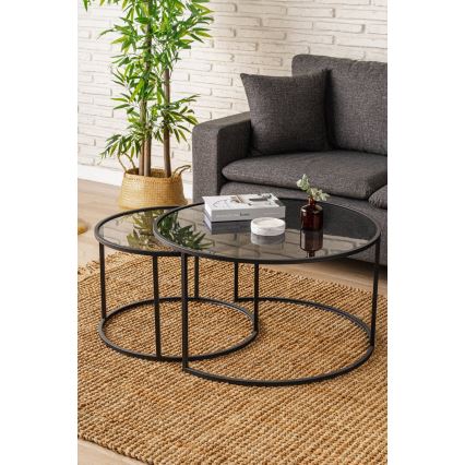 SETTI 2x Sohvapöytä TOKYO halkaisija 60/80 cm musta