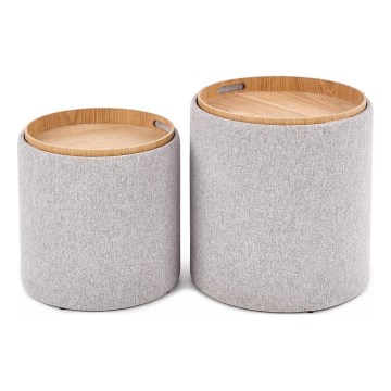 SETTI 2x Tabouret AVIKO halkaisija 38/45 cm harmaa/beige