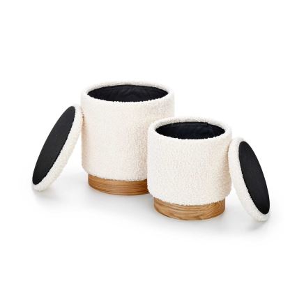 SETTI 2x Tabouret CANCUN halkaisija 31/38 cm valkoinen/ruskea