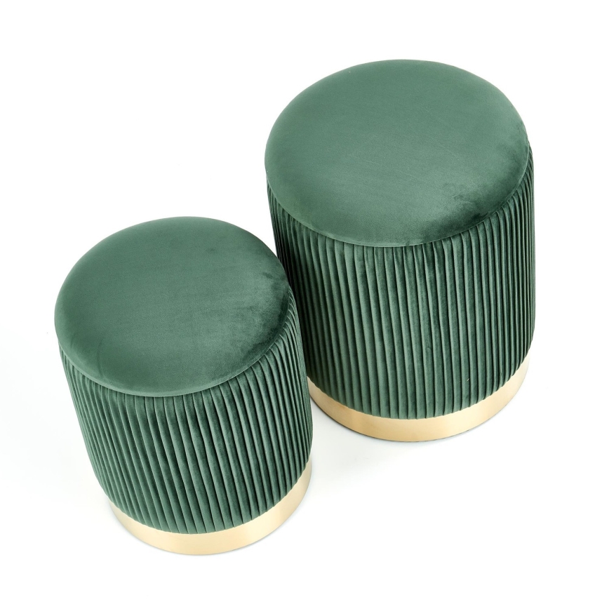 SETTI 2x Tabouret MONTY halkaisija 36/44 cm vihreä/kulta