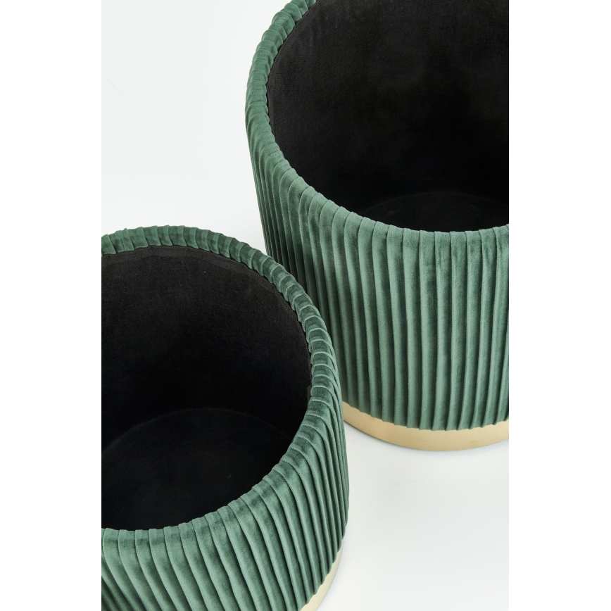SETTI 2x Tabouret MONTY halkaisija 36/44 cm vihreä/kulta