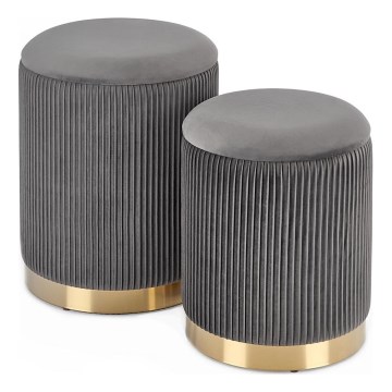 SETTI 2x Tabouret MONTY halkaisija 36/66 cm harmaa/kulta