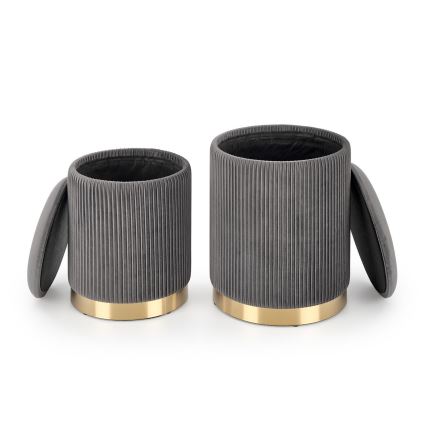 SETTI 2x Tabouret MONTY halkaisija 36/66 cm harmaa/kulta