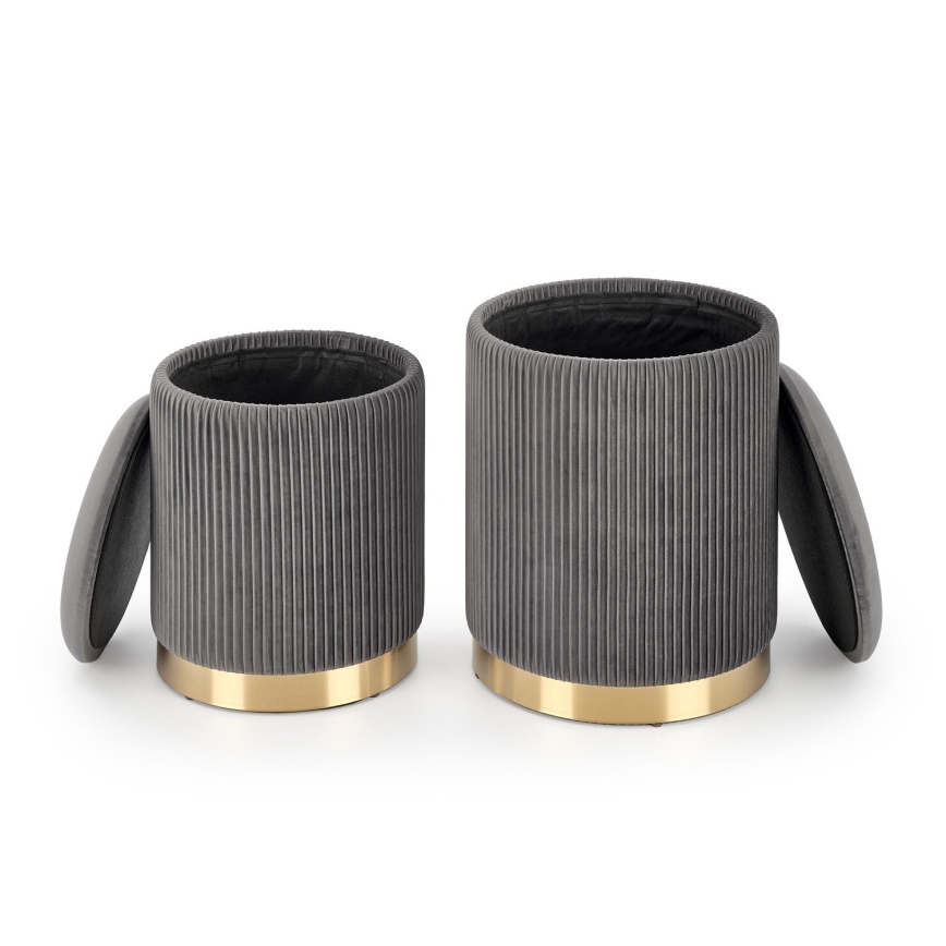 SETTI 2x Tabouret MONTY halkaisija 36/66 cm harmaa/kulta
