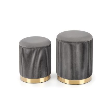 SETTI 2x Tabouret MONTY halkaisija 36/66 cm harmaa/kulta