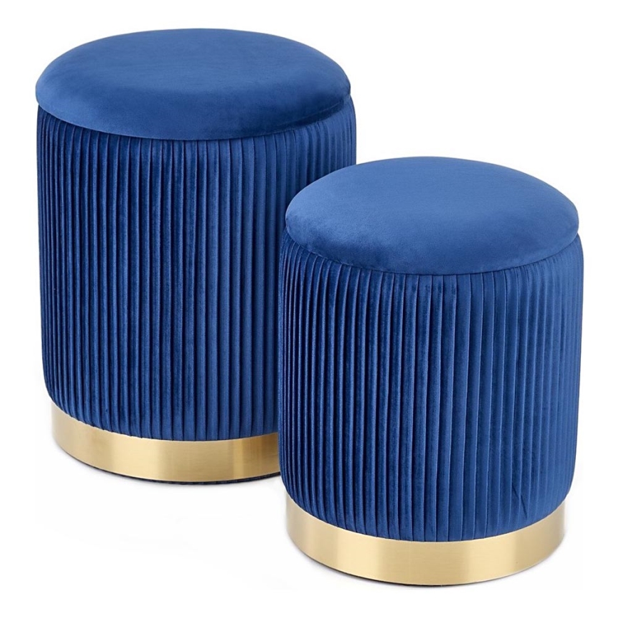 SETTI 2x Tabouret MONTY halkaisija 36/66 cm sininen/kulta